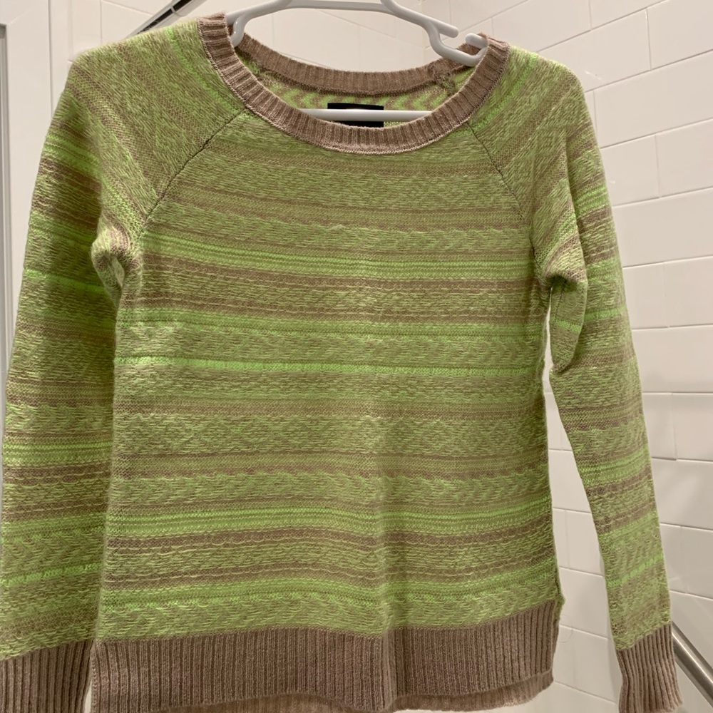 American Eagle Outfitters Green Tan Striped Sweater Size Medium